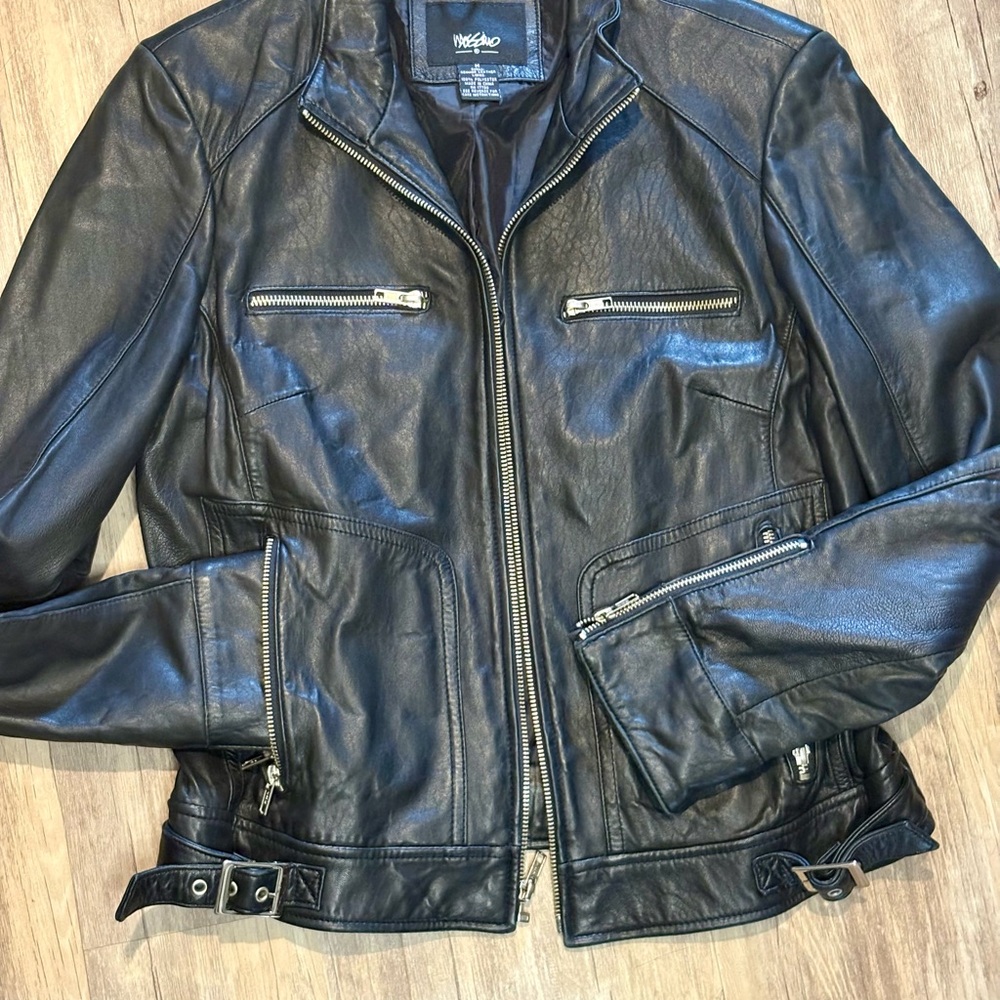 Real Genuine Leather Zip-Front Motorcycle Jacket